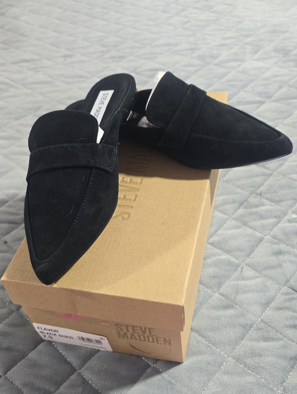 Steve Madden Black Suede Pointed Slip-On Mules